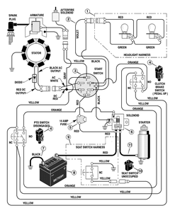 Electrical System Diagram and Parts List for 405014X92A 2001 Briggs and Stratton Lawn Tractor